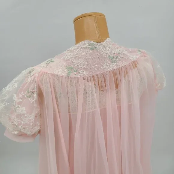Vintage Linda Underlovelies Chiffon Babydoll Night Gown and Robe - Picture 5 of 14